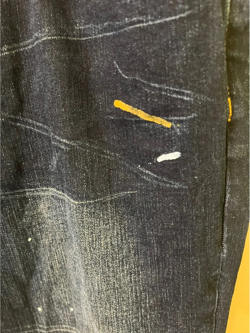 Valabasas Jeans Men's 40 Dark Wash Distressed Paint Splatter Skinny Button Fly